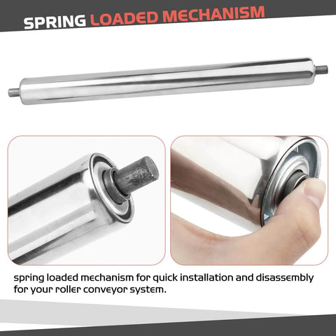 ✝️ Stainless Steel Conveyor Roller, 1.5"Ø 16" Length Heavy Duty Gravity Conveyor Roller for Gravity Transmission Replacement Part with spring-loaded mechanism