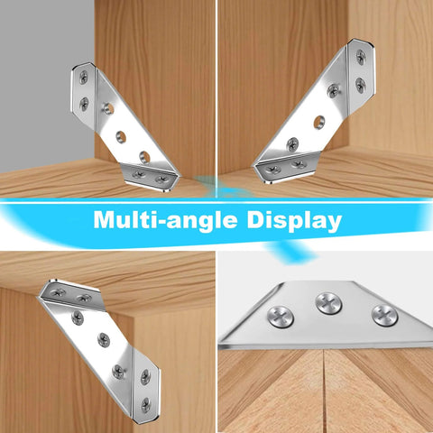 Multi-angle view of ✝️ 12-Pack Premium Stainless Steel Corner Brackets for Wood Frame, Universal Metal Hardware Corner Braces with Screws