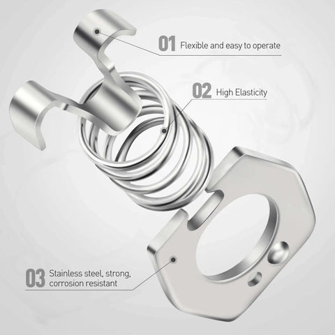 Durable alloy steel RV water heater cam lock set with corrosion-resistant metal shown disassembled highlighting features.