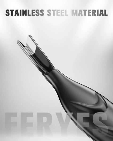 Close-up of 2 In 1 Cuticle Pusher And Trimmer With Fork Stainless Steel Nail Care Tool For Manicures And Pedicures Black
