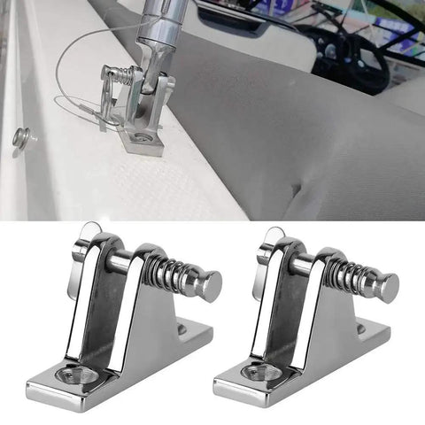Stainless steel 60mm quick-release boat deck hinge pins, 2pcs; marine-grade hardware shown installed and close-up.