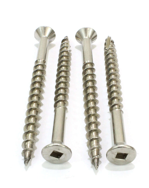 #10 x 2-1/2 Inch Stainless Steel Deck Screws, 18-8 305 Grade Square Drive Screws with Type 17 Wood Cutting Point