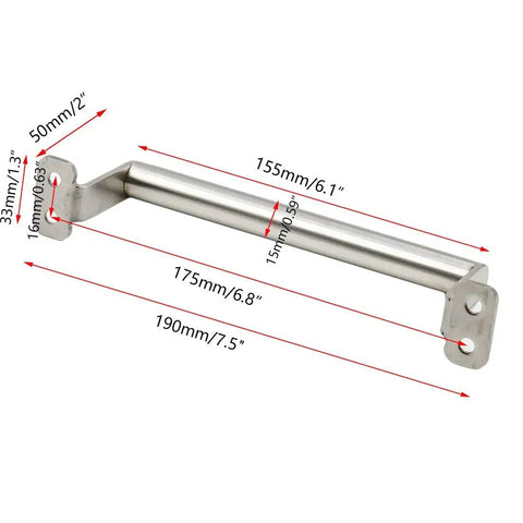 Sliding Door Handle Set Stainless Steel 7.5 Inch Total Length With 6.8 Inch Hole Center Barn Door Pulls For Cabinets Drawers Windows Closets French And Pocket Doors Silver Pack Of 2 dimensions diagram