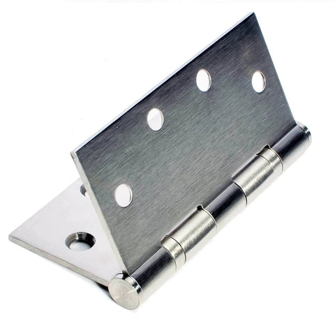 3-Pack Heavy Duty Commercial Door Hinge with Silent Steel Plain Bearing, close-up of 4.5 inch x 4.5 inch stainless steel hinge