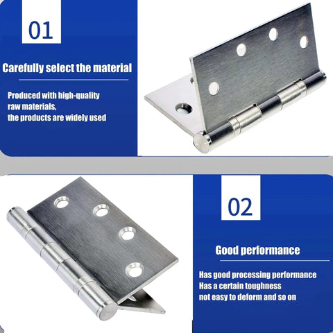 6-Pack 4.5 inch X 4.5 inch Heavy Duty Commercial Door Hinge Thickened, with Silent Steel Plain Ball Bearing, 3 mm, square corners