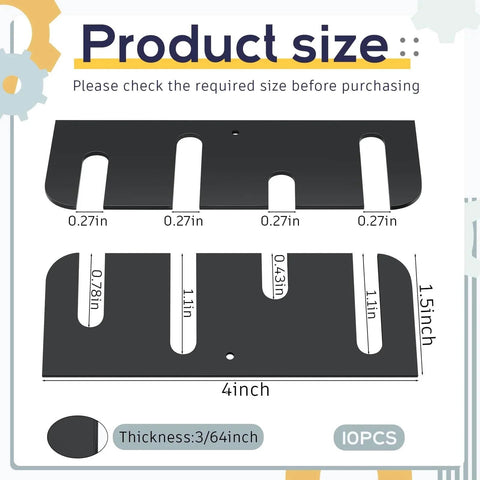 Diagram of 10 Pack Door Hinge Shims Stainless Steel With Durable Coated Finish, dimensions 4 x 1.5 inches, 3/64-inch thickness.