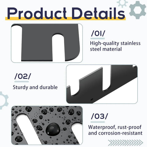 Product details of 10 Pack Door Hinge Shims Stainless Steel With Durable Coated Finish showing rust-resistant material and design.