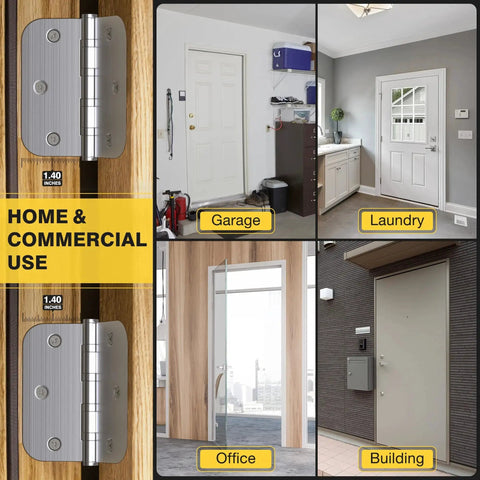 Ball Bearing Door Hinges 3.5 Inch Heavy Duty Stainless Steel For Replacing Standard Hinges With 5/8 Radius Corner, non removable pin