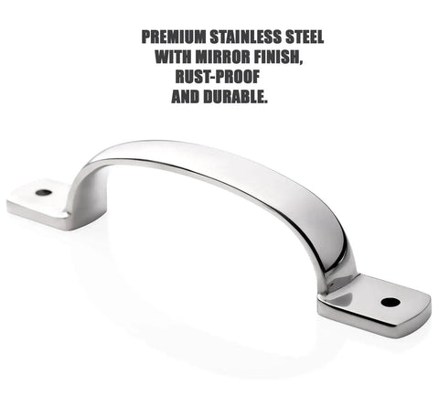 Heavy Duty Door Pull Handle Set In Stainless Steel With Mirror Polish Finish For Doors And Cabinets, emphasis on mirror polish finish.