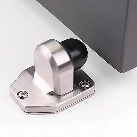 Sturdy stainless steel door stopper with a rubber silencer delivers quiet, impact-free stops, protecting doors and furniture while reducing noise and preventing dents with a durable brushed finish.