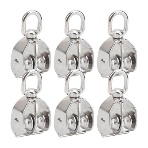 10Pcs M15 Pulley Block 304 Stainless Steel Heavy Duty Traction Wheel Single/Double Wheel Lifting Rope Block(Single) front view