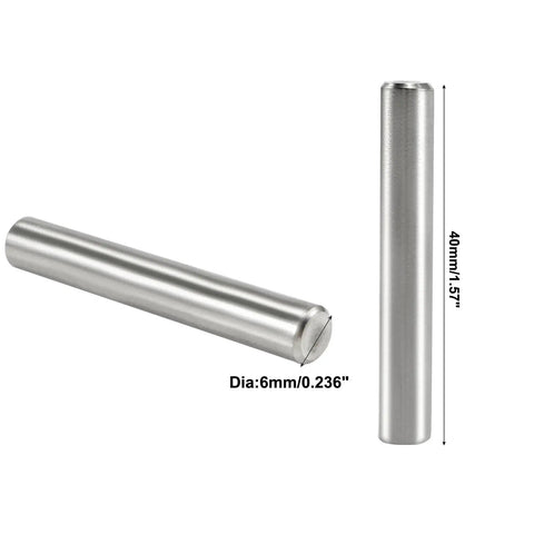 24 Piece Dowel Pins 6 Mm By 40 Mm 304 Stainless Steel Pegs For Shelves And Furniture Support Silver Tone shown with dimensions