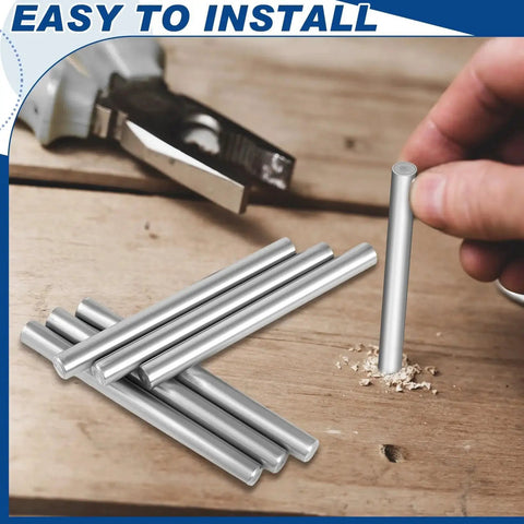 Heavy Duty Stainless Steel Dowel Pins Six Pack Three Eighths Inch Diameter By Three Inches 304 Grade for easy furniture assembly