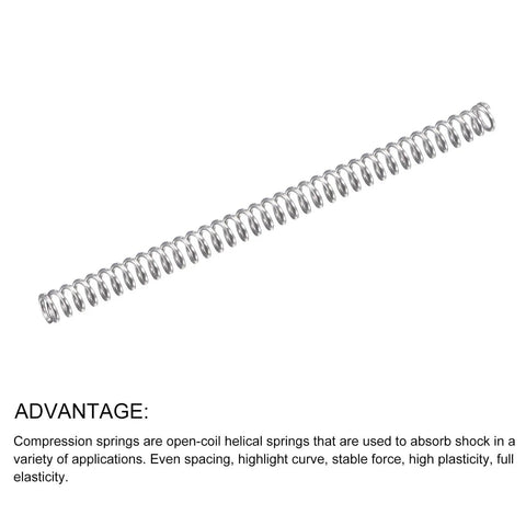 3.9N Stainless Steel Extension Springs 0.3x2mm Wire, 30mm Free Length, 10 Pack for DIY Projects, shown in a side view.