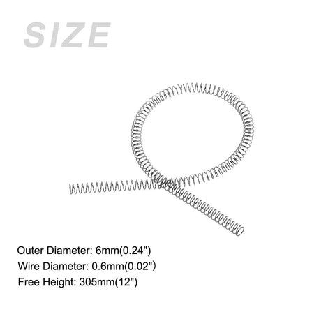 All Purpose Stainless Steel Extension Spring 6mm Outer Diameter 0.6mm Wire 305mm Free Length 304 Grade