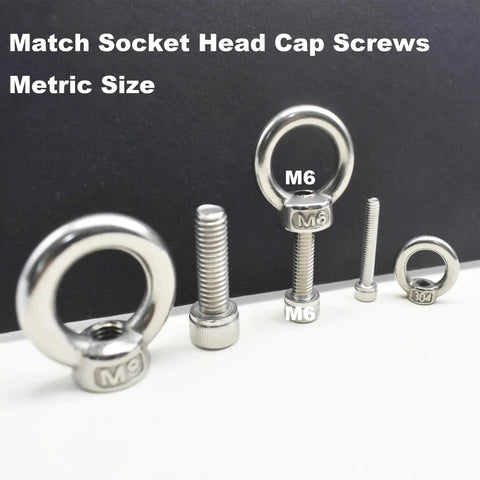 Assorted metric size lifting eye nuts including 10 Pack M3 Stainless Steel Lifting Eye Nuts With Shoulder Ring For Rigging And Lifting.