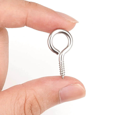 Close-up of hand holding 1 Inch 304 Stainless Steel Eye Screw