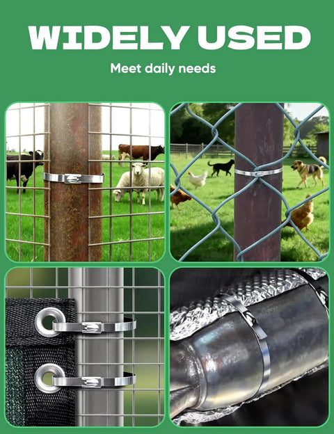 Heavy Duty Stainless Steel Fence Ties 11.8 Inch For Chain Link Fence Chicken Coop Dog Fence Outdoor Fencing And Thermal Insulation 304 Stainless Steel Cable Ties With Reinforced Locking Head To Prevent Loosening Sinlon used on various fences