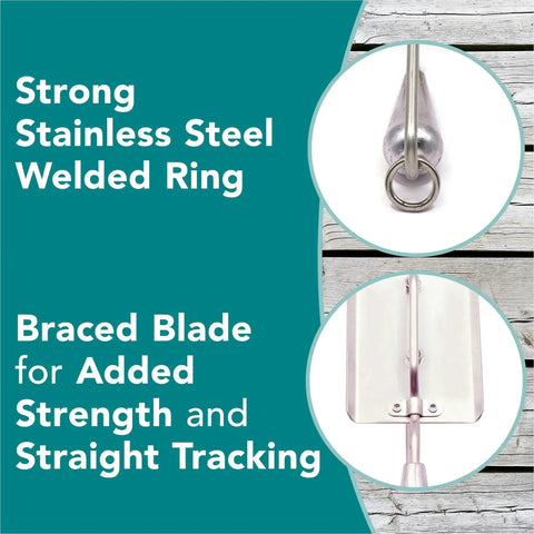 Braced Stainless Steel Fishing Planer For Trolling With 12 Inch Length Spreader Sizes One To Five Inches For Saltwater And Freshwater Use Quickly Spreads Lines And Controls Lure Depth In Both Environments, showing stainless steel ring and braced blade.