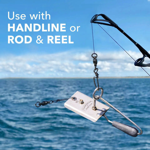 Braced Stainless Steel Fishing Planer For Trolling With 12 Inch Length Spreader Sizes One To Five Inches For Saltwater And Freshwater Use Quickly Spreads Lines And Controls Lure Depth In Both Environments on fishing line over ocean water