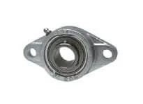 Front view of 1-7/8 in Stainless Steel Set-Screw Flange Insert, Nickel Plated Single-Row, Pack of 2 Sealed Ball Bearing for Linear Slide Units