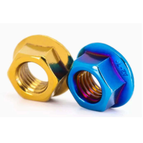 ✝️ 304 Stainless Steel Hexagonal Flange nut 10 Pieces Titanium Plated Flange Gold Plated blued nut M4M5M6M8M10 (PVD Blue Burning, M6x1.0=10pcs)