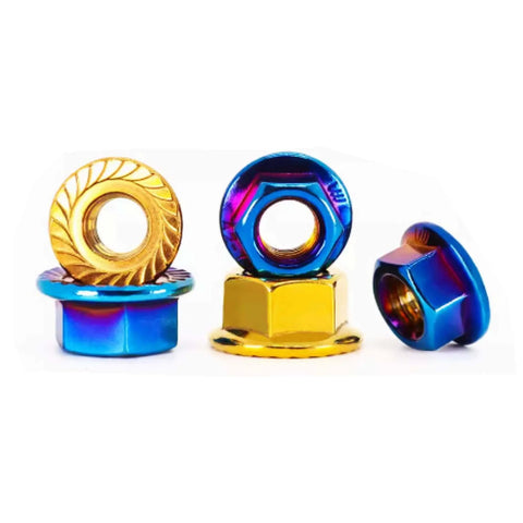 ✝️ 304 Stainless Steel Hexagonal Flange nut 10 Pieces Titanium Plated Flange Gold Plated blued nut M4M5M6M8M10 (PVD Blue Burning, M6x1.0=10pcs)