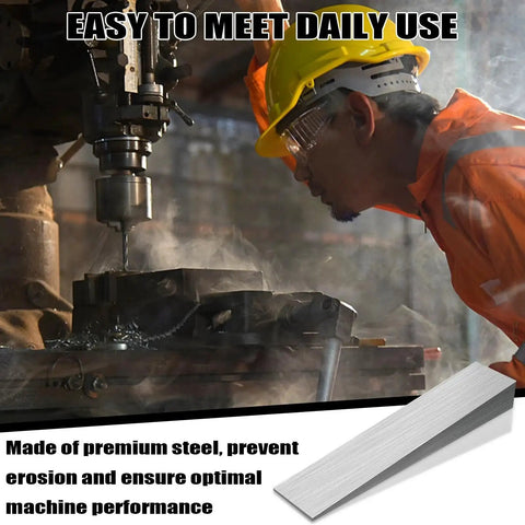 Worker using lathe machine with a 6 Piece Stainless Steel Flange Wedge Set For Lathe Machines 18x32x152mm Beveled
