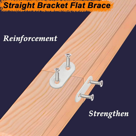 ✝️ 24 Pack 1.42” x 0.63” Flat Bracket Straight Brace - Stainless Steel Heavy Duty Mending Plate for Wood Furniture, DIY Repair with Screws Included (White)