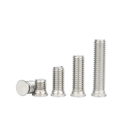 SS304 Stainless Steel Pressure Riveting Flat Head Bolts Set M3 To M10 With M8 X 12mm Option, displayed in various sizes
