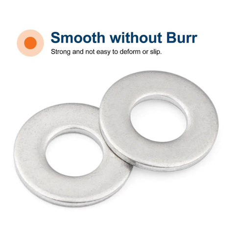 Flat Washers 1/4 Inch Inner 5/8 Inch Outer Stainless Steel 304, smooth surface detail