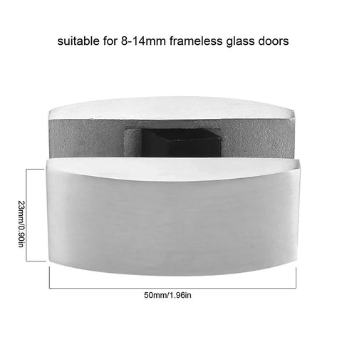 Front view of 304 Stainless Steel Floor Guide for Frameless Sliding Shower Doors with measurements