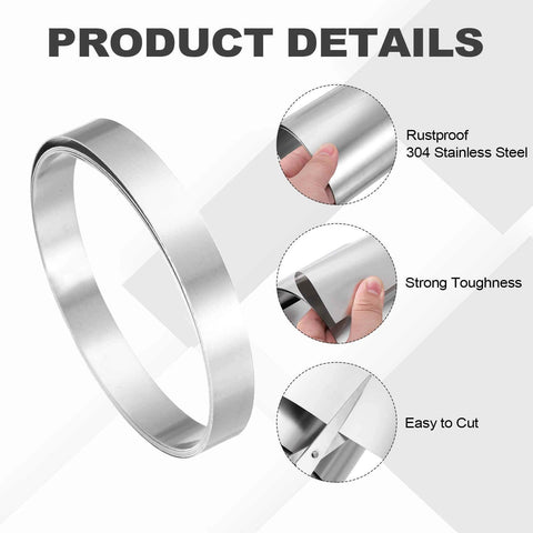304 Stainless Steel Foil Roll 0.3mm Thick By 10mm Wide And 1m Long For DIYers Kitchen Electronics Auto And Industrial Projects Silver Tone Metal Sheet, showcasing rustproof quality, toughness, and easy cutting.