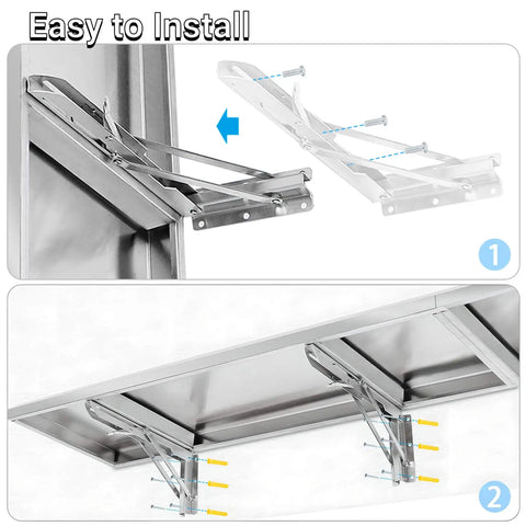 Drop Down Concession Shelf 48 By 12 Inches Stainless Steel Foldable Stand Shelf installation steps.