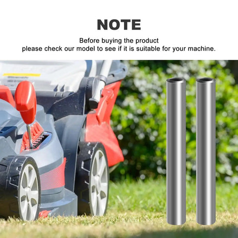 Two Stainless Steel Front Axle And Bearing Conversion Kits For Select Z Series Zero Turn Mowers with mower in background