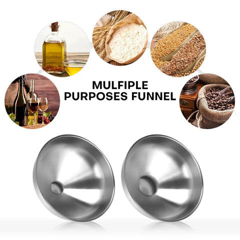 Stainless Steel Funnel Set Of 2 With Narrow 0.5 Inch Mouth And Wide 1 Inch Mouth For Spices Oils Liquids Food Beverages Transfer