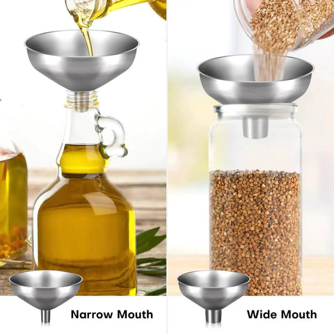 Stainless Steel Funnel Set Of 2 With Narrow 0.5 Inch Mouth And Wide 1 Inch Mouth For Spices Oils Liquids Food Beverages Transfer