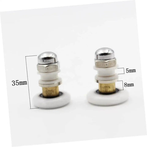 Sliding Door Hanging Roller 4 Pcs Set For Shower RV Bathroom Cabinet Stainless Steel Axle Replacement Wheels close-up view
