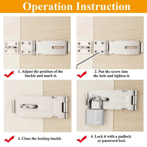 Installation steps for 5 Inch 304 Stainless Steel Hasp Latch Set With Combination Lock And Padlock