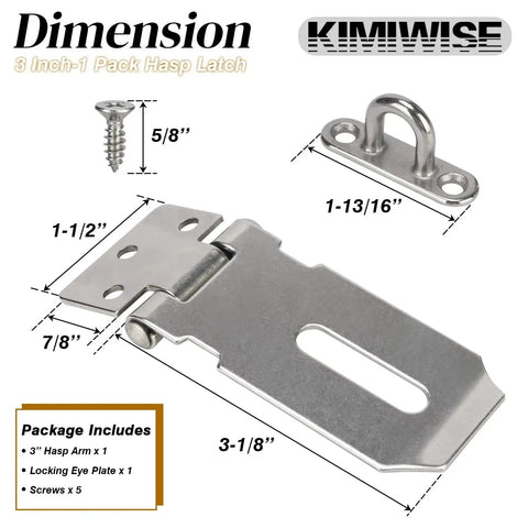 Stainless Steel Hasp Latch Heavy Duty Padlock Latch For Gates Doors Cabinets And Sheds 3 Inch Safety Hasps With Screws Rust Resistant