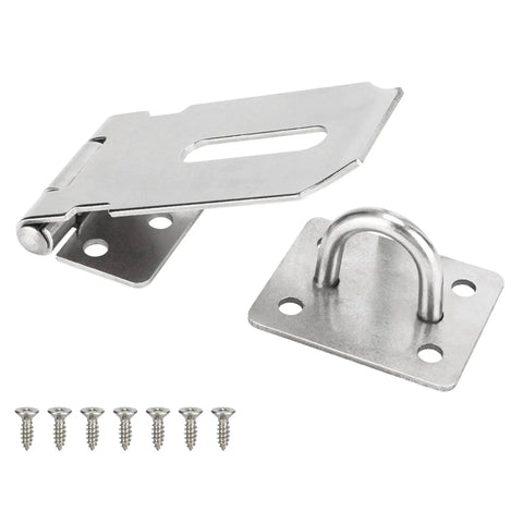 3 Inch Stainless Steel Hasp Latch Heavy Duty Brushed Finish For Fence Gates Doors And Cabinets, Rust Resistant Weatherproof Hasp Lock