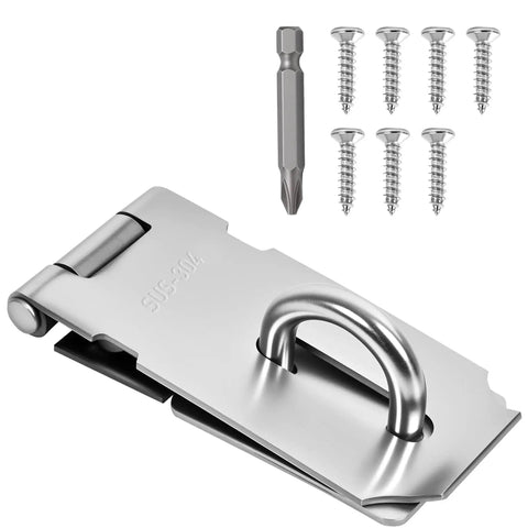 3 Inch Stainless Steel Door Hasp Latch Made From 304 Stainless Steel With Extra Thick Brushed Finish Includes Screws and bit