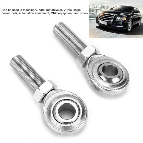 2 pcs right hand rod end heim joints, 1/2 inch bore with 1/2-20 male thread, stainless steel construction, shown with car background