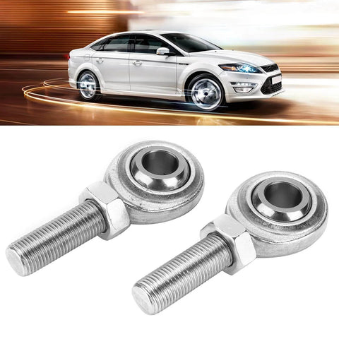 2 pcs right hand rod end heim joints, 1/2 inch bore with 1/2-20 male thread, stainless steel, in front of a moving car background