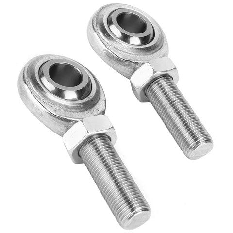 2 pcs right hand rod end heim joints with 1/2 inch bore, 1/2-20 male thread, stainless steel, front view, for cars and machinery