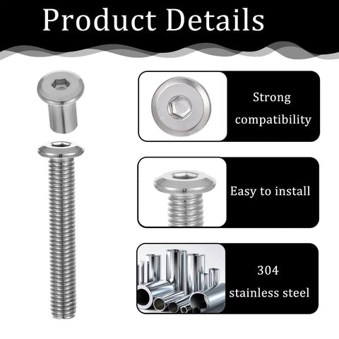 Secure trailers with a 12 piece 304 stainless steel hex socket hasp set, showing bolt and material details.