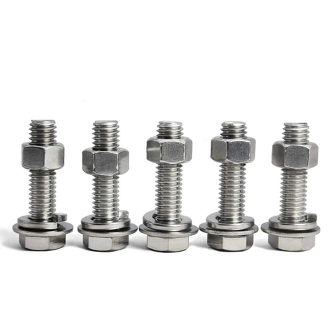 Stainless 1/4-20 x 1-1/4 Inch Hex Bolts and Nuts Kit With Flat Washers and Lock Washers, 304 Steel, Fully Threaded Fasteners