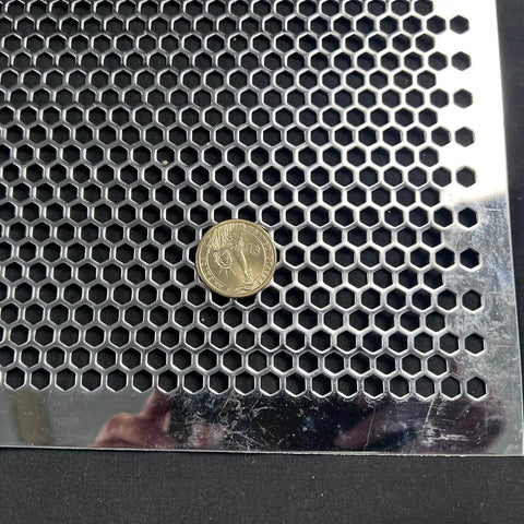 Tough As Nails 304 Stainless Steel Perforated Metal Sheet 48x24 Inches 19 Gauge Expanded Mesh With Hexagonal Holes One Quarter Inch Openings Polished Finish
