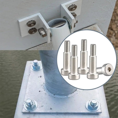5 Pack Stainless Steel Hex Socket Shoulder Bolts 8mm Diameter M6 x 20mm Thread, shown in industrial application.