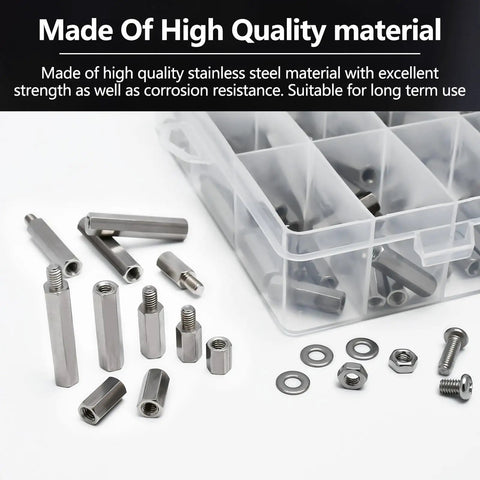 M4 Hex Standoff Spacer Kit For PCBs And Drones, 400 Pieces Of 304 Stainless Steel Spacers With Male And Female Mounts, Nuts And Bolts